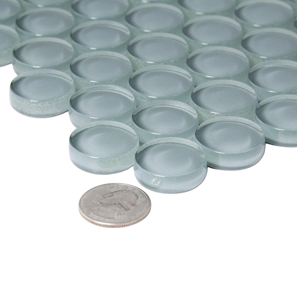 Chic Gray Penny Round Glass Tile