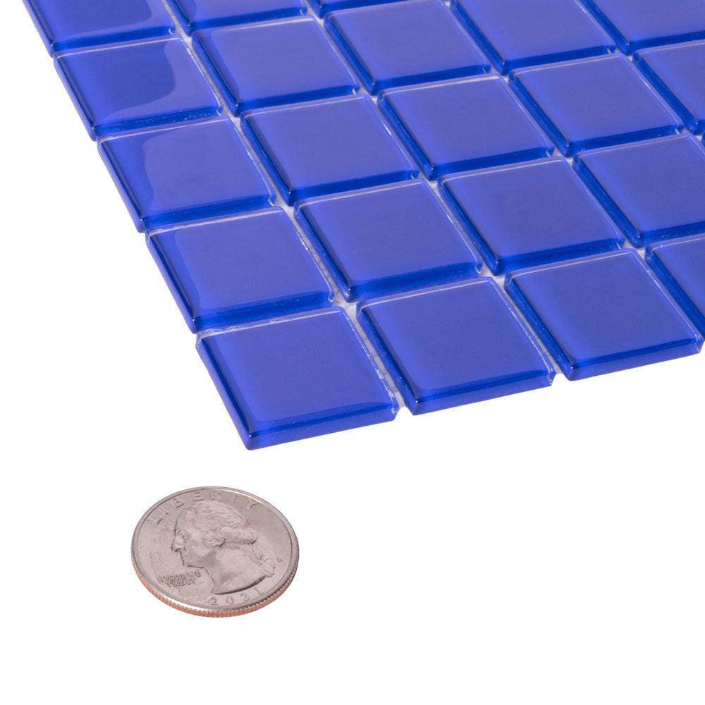 Cobalt Blue Square Glass Mosaic Tile 1x1 | Tile Club