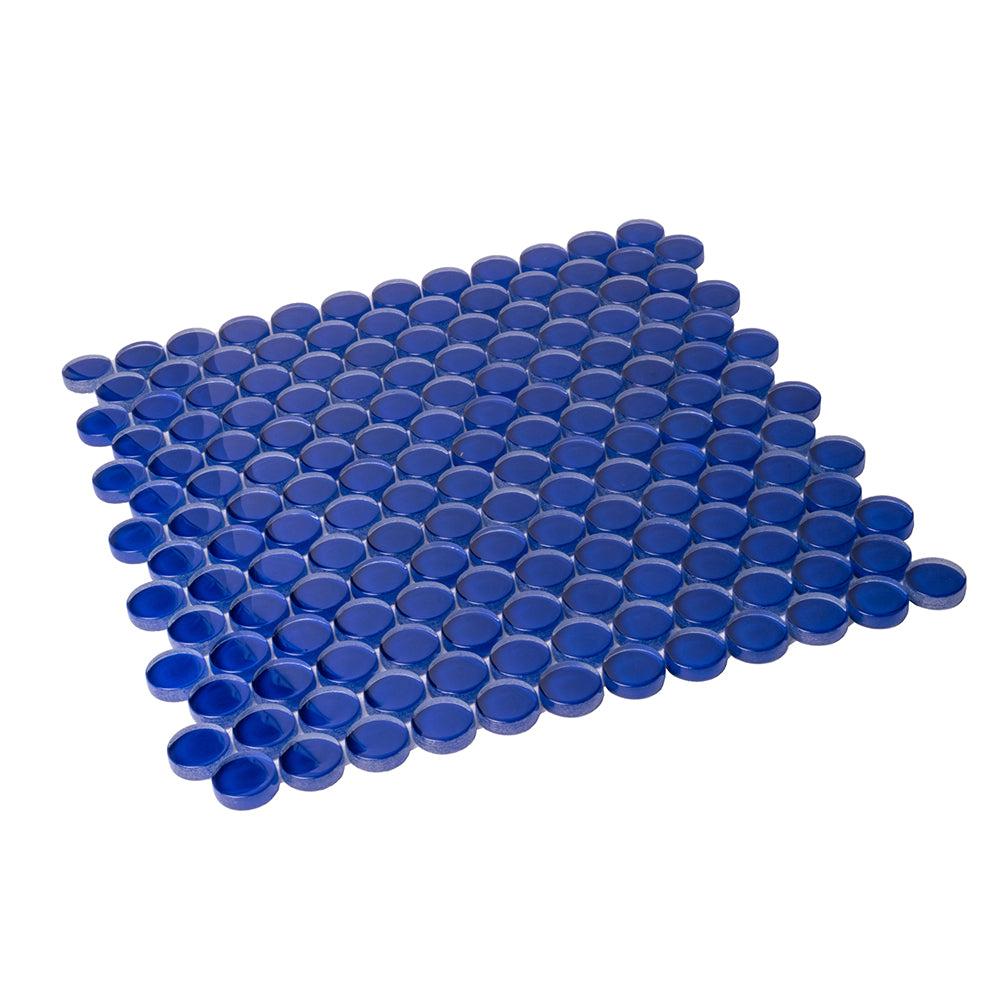 Cobalt Blue Penny Round Glass Tile