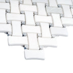 Curved Basket Weave Eastern White Marble Mosaic Tile | Tile Club