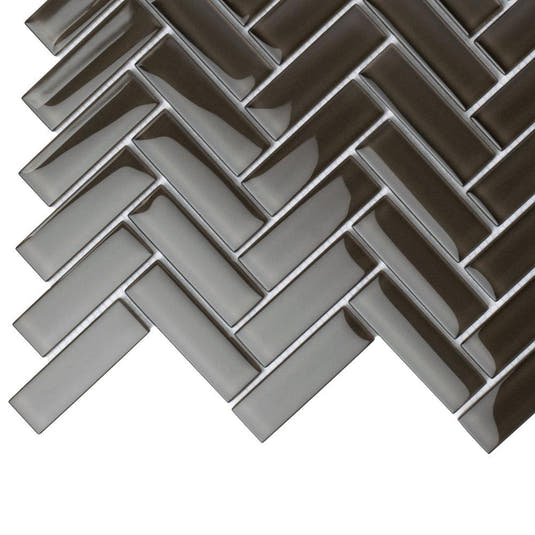 Dark Gray Herringbone Glass Tile | Tile Club