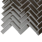 Dark Gray Herringbone Glass Tile | Tile Club