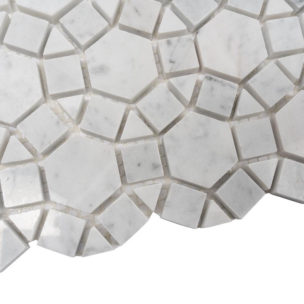 Enigma Bianco Carrara Marble Mosaic Tile | Tile Club