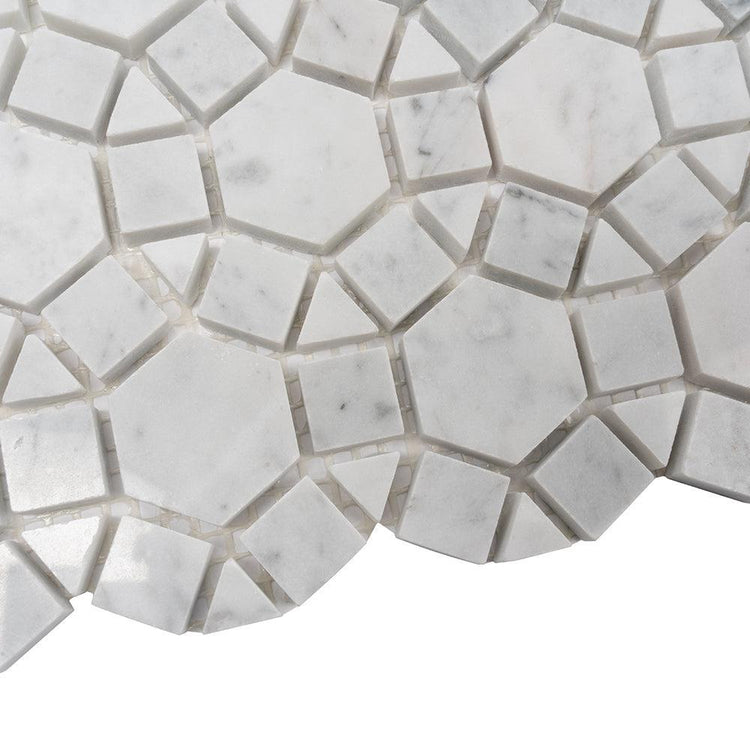 Enigma Bianco Carrara Marble Mosaic Tile | Tile Club