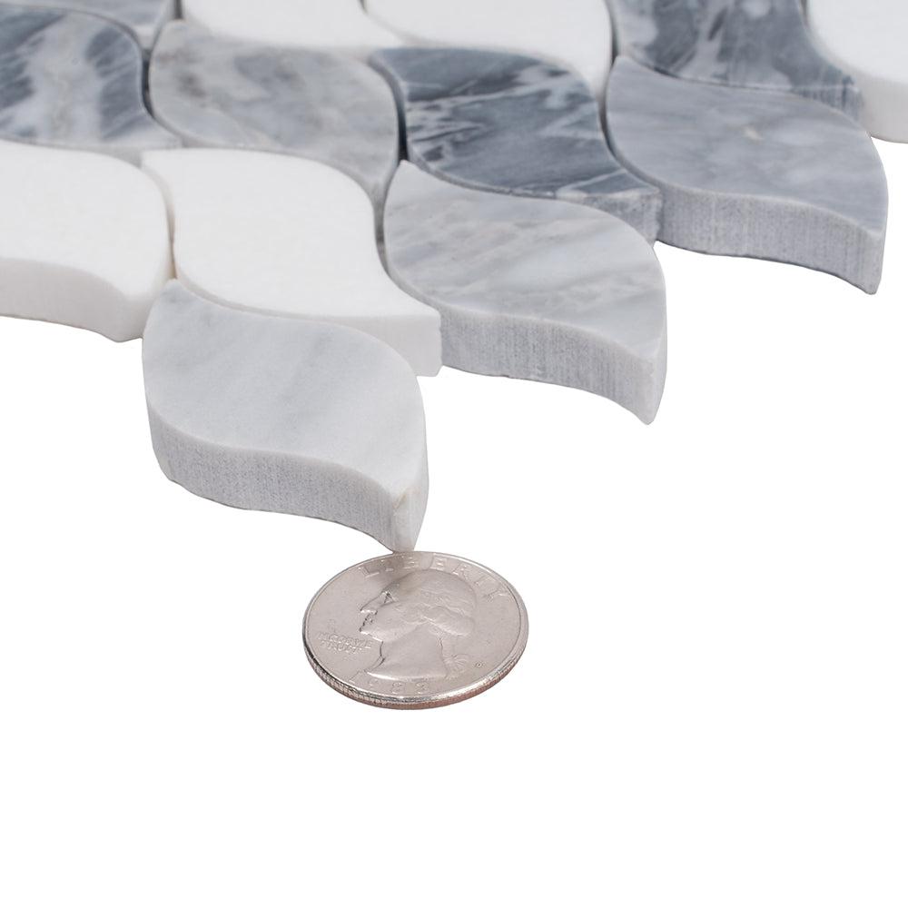 Falling Leaves Calacatta Bluette Marble Mosaic Tile | Tile Club