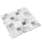Fleur Calacatta Bluette and Thassos Flower Marble Mosaic Tile | Tile Club