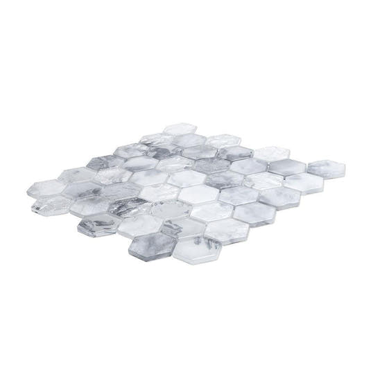Frozen Dreams Hexagon Glass Mosaic Tile | Tile Club
