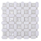 Geometric Pearl White Thassos Shell Tile | Tile Club