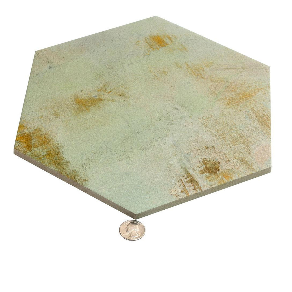 Gilded Age Green Hexagon Porcelain Tile | Tile Club