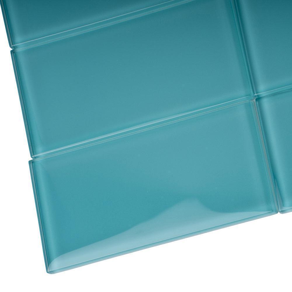 Glacier Aqua 3X6 Polished Glass Subway Tile | Tile Club
