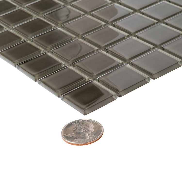 Glacier Ash Gray 1X1 Polished Glass Tile Sample | Tile Club