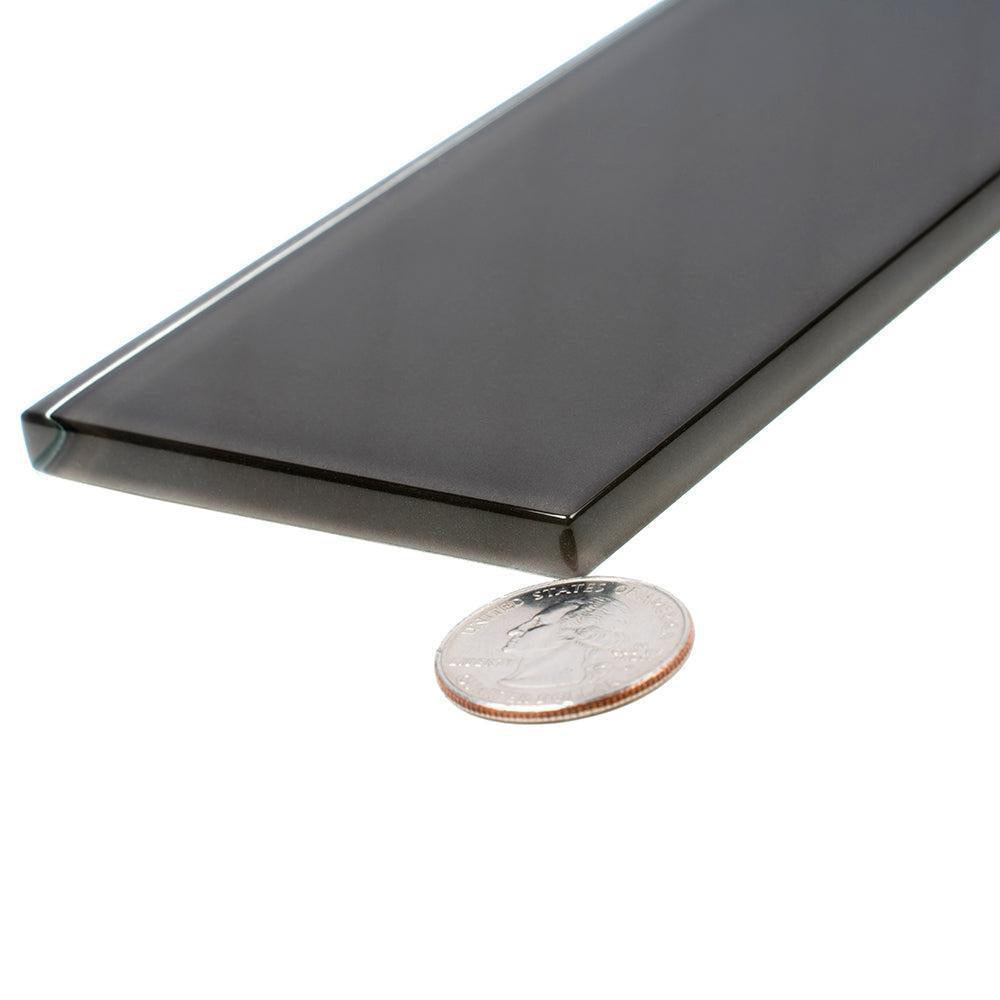 Glacier Ash Gray 3''x12'' Polished Glass Tile | Tile Club