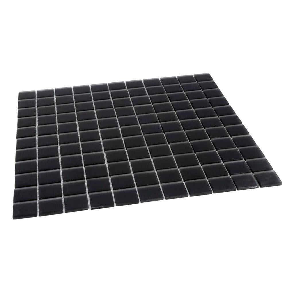 Glacier Black 1X1 Frosted Glass Tile | Tile Club