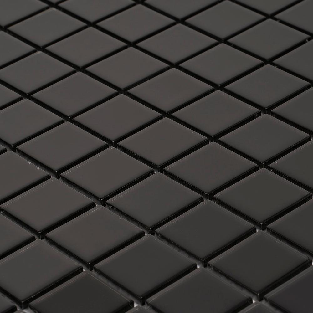 Glacier Black 1X1 Polished Glass Tile | Tile Club