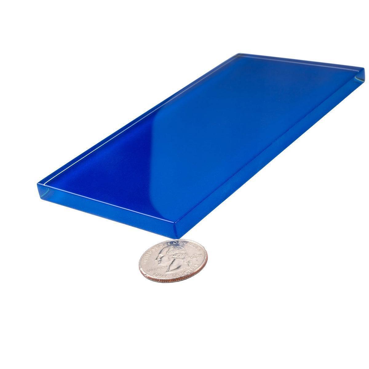 Glacier Cobalt Blue 3X6 Polished Glass Subway Tile | Tile Club