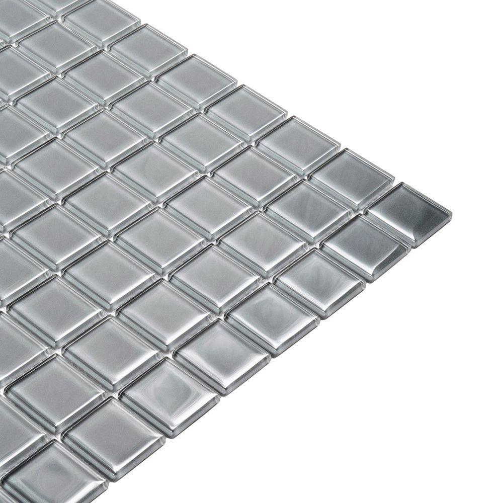 Glacier Dark Gray 1X1 Polished Glass Tile | Tile Club