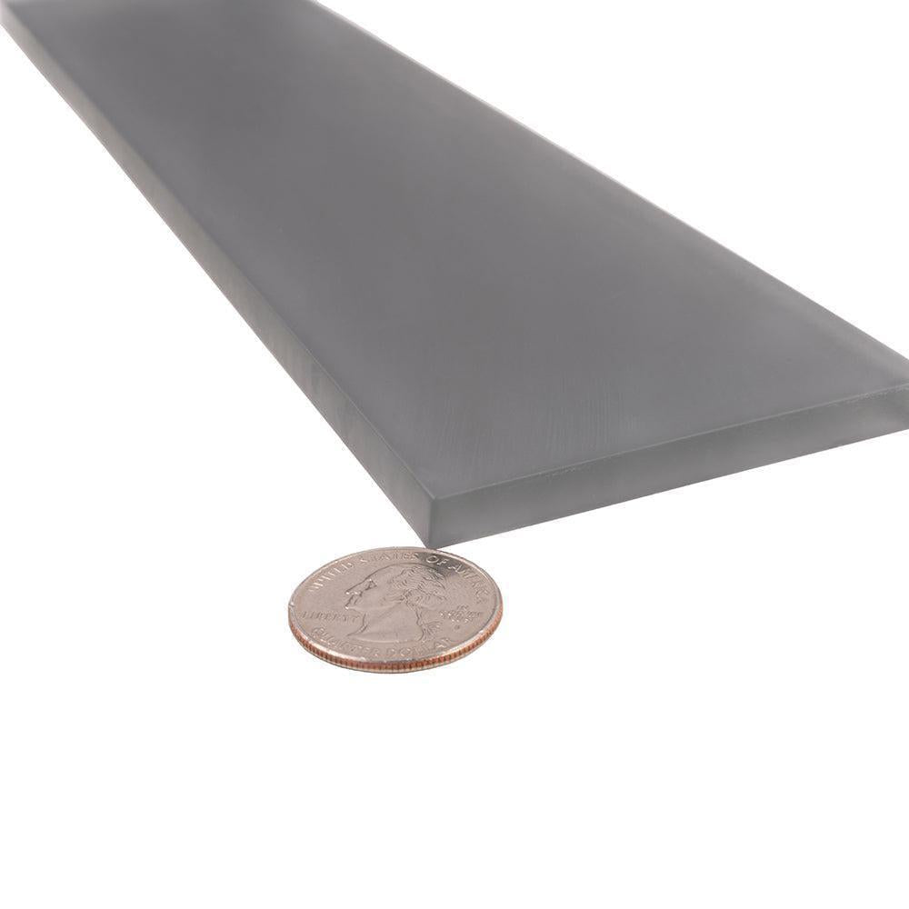 Glacier Dark Gray 3" x 12" Frosted Glass Tile | Tile Club