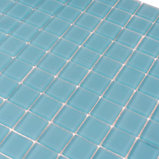 Glacier Laguna Blue 1X1 Frosted Glass Tile | Tile Club