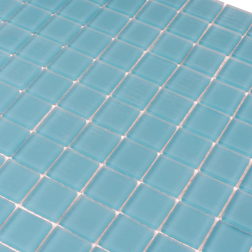 Glacier Laguna Blue 1X1 Frosted Glass Tile | Tile Club