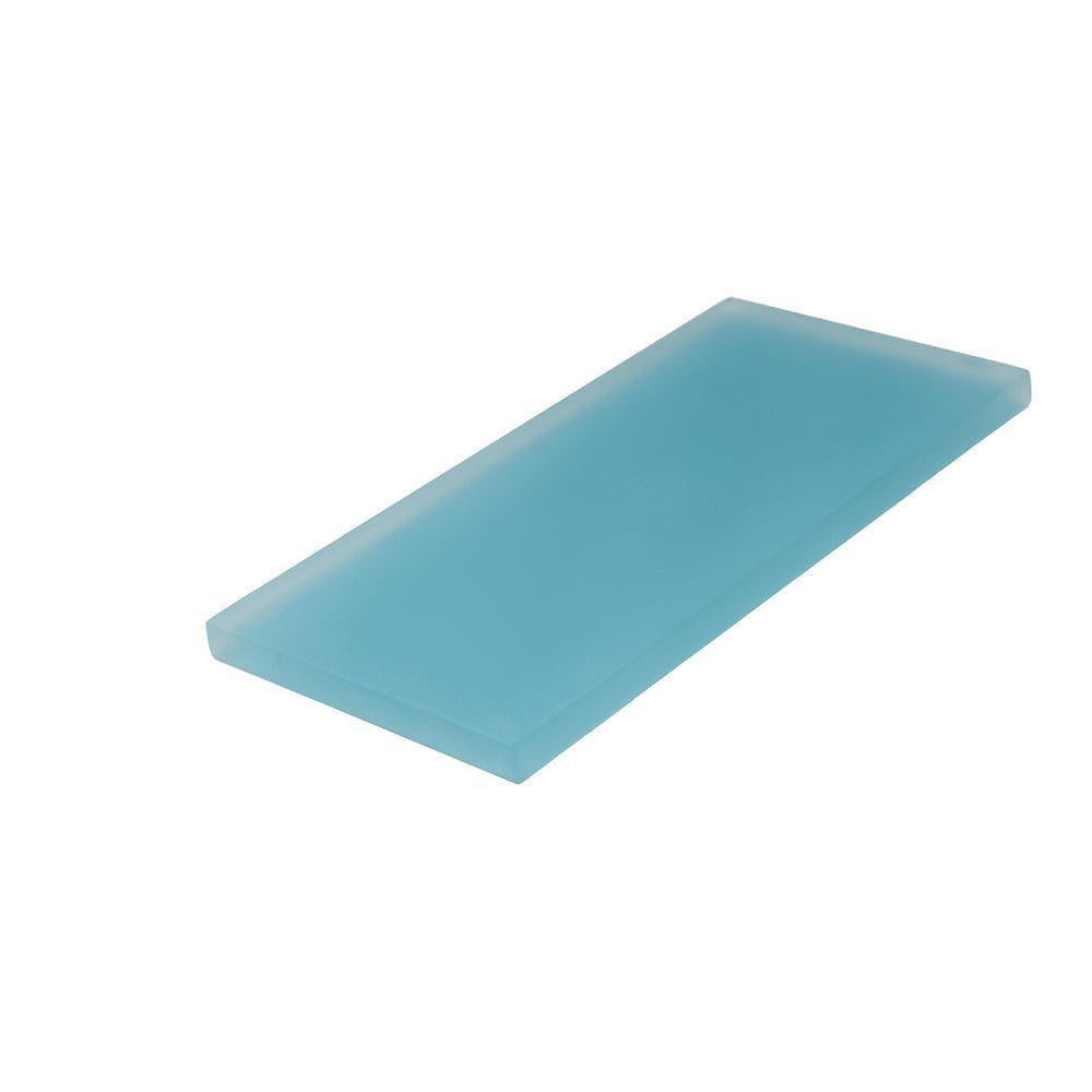 Glacier Laguna Blue 3X6 Frosted Glass Subway Tile | Tile Club