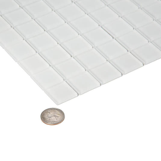 Glacier Pure White 1X1 Frosted Glass Tile | Tile Club