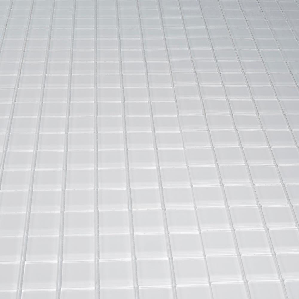 Glacier Pure White 1X1 Polished Glass Tile | Tile Club