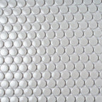 Glossy Gray Cream Buttons Porcelain Penny Round Tile