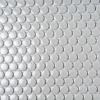 Glossy Gray Cream Buttons Porcelain Penny Round Tile