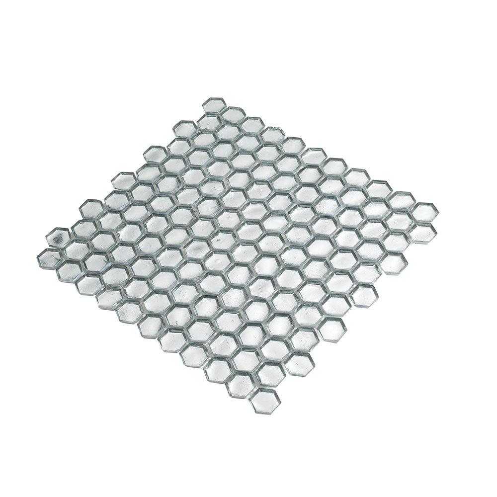 Glossy Silver Hexagon Glass Mosaic Tile | Tile Club