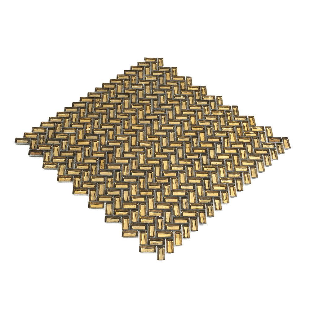 Gold Herringbone Mosaic Tile | Tile Club