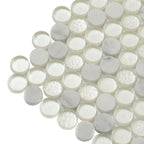 Ice Cold Penny Round White Glass Bianco Carrara Tiles | Tile Club
