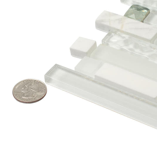 Ice Shale Rectangular White Glass And Stone Tile | Tile Club