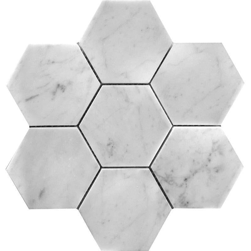 4 inch Carrara Marble Hexagon Marble Tile