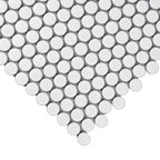 Matte White Buttons Porcelain Penny Round Tile | Tile Club