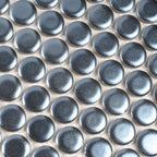 Metallic Blue Buttons Porcelain Penny Round Tile | Tile Club