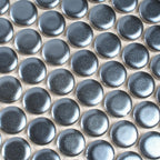 Metallic Blue Buttons Porcelain Penny Round Tile | Tile Club