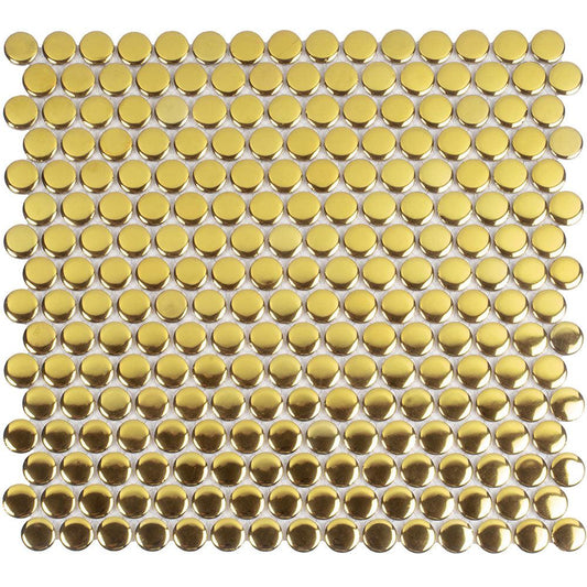 Metallic Gold Buttons Porcelain Penny Round Tile Sample