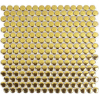 Metallic Gold Buttons Porcelain Penny Round Tile | Tile Club