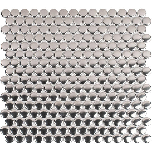 Metallic Silver Buttons Porcelain Penny Round Tile Sample