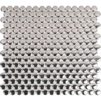 Metallic Silver Buttons Porcelain Penny Round Tile