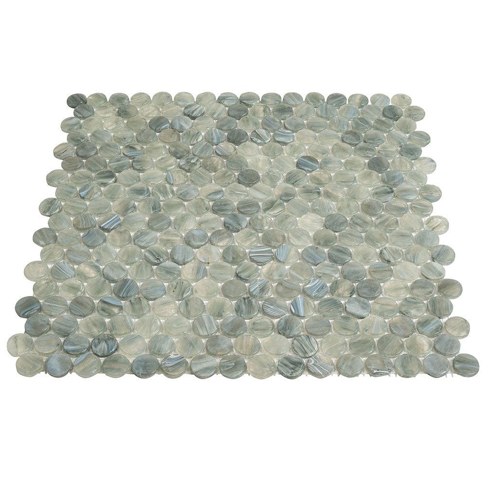 Mixed Gray Glass Penny Round Mosaic Tile | Tile Club