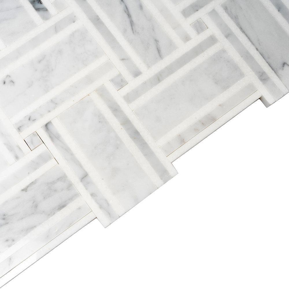 Nova Basket Bianco Carrara & Thassos Marble Mosaic Tile | Tile Club