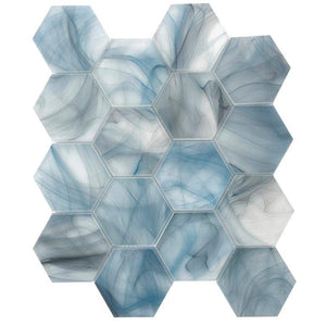 Sea Glass Hexagon Blue Glass Tile