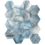 Sea Glass Hexagon Blue Glass Tile