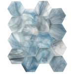 Sea Glass Hexagon Blue Glass Tile