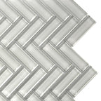 Pearl Gray Herringbone Glass Tile | Tile Club