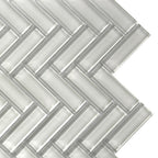 Pearl Gray Herringbone Glass Tile | Tile Club