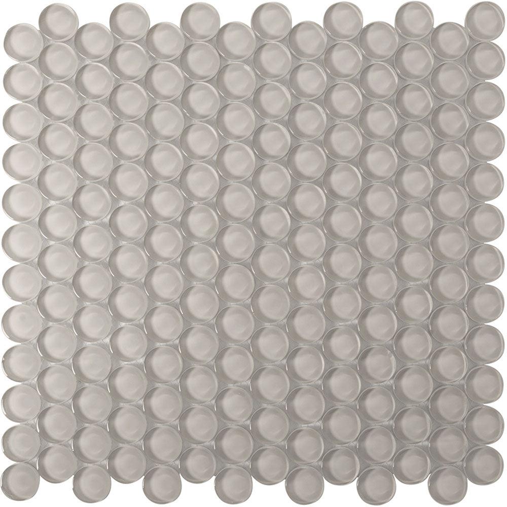 Pearl Gray Penny Round Glass Tile Sample
