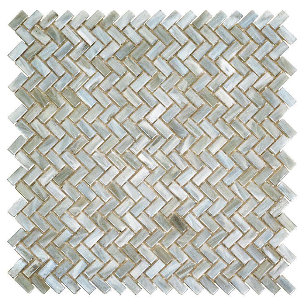 Pearl Herringbone Glass Mosaic Tile | Tile Club