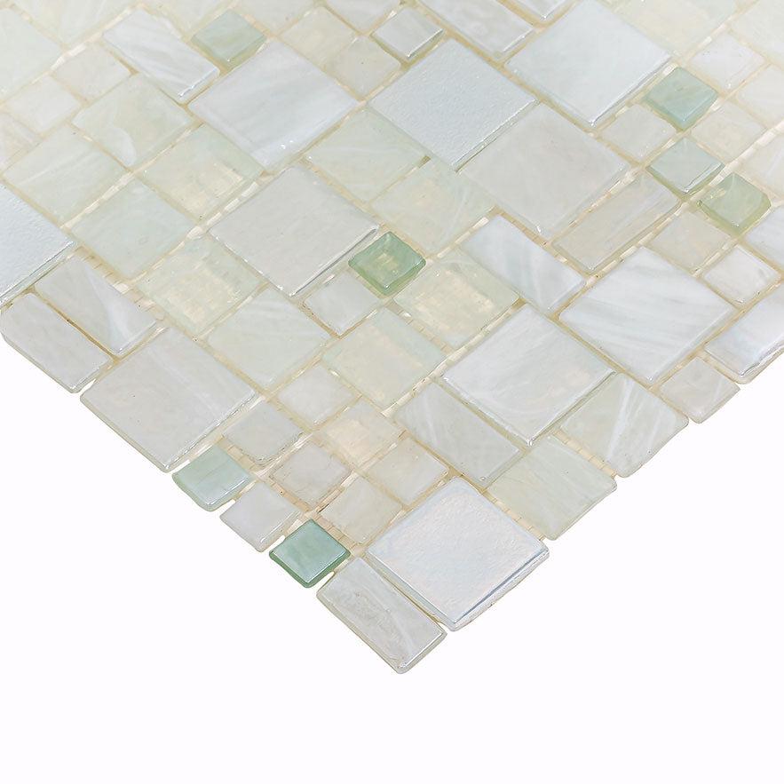 Pearl White Mini Versailles Glass Mosaic Tile